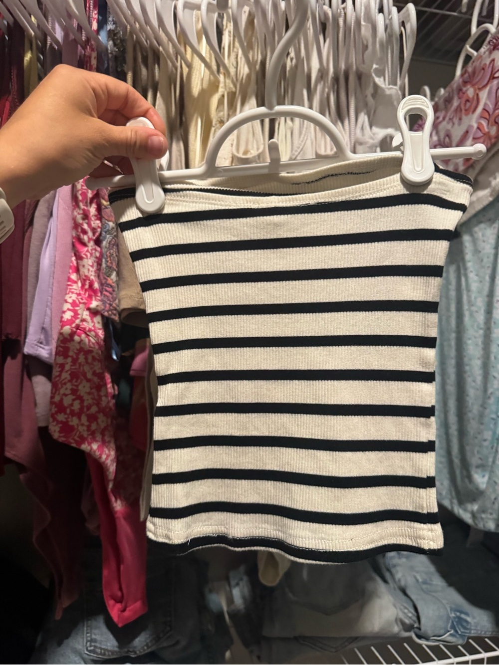 H&M Black and White Striped Tube Top